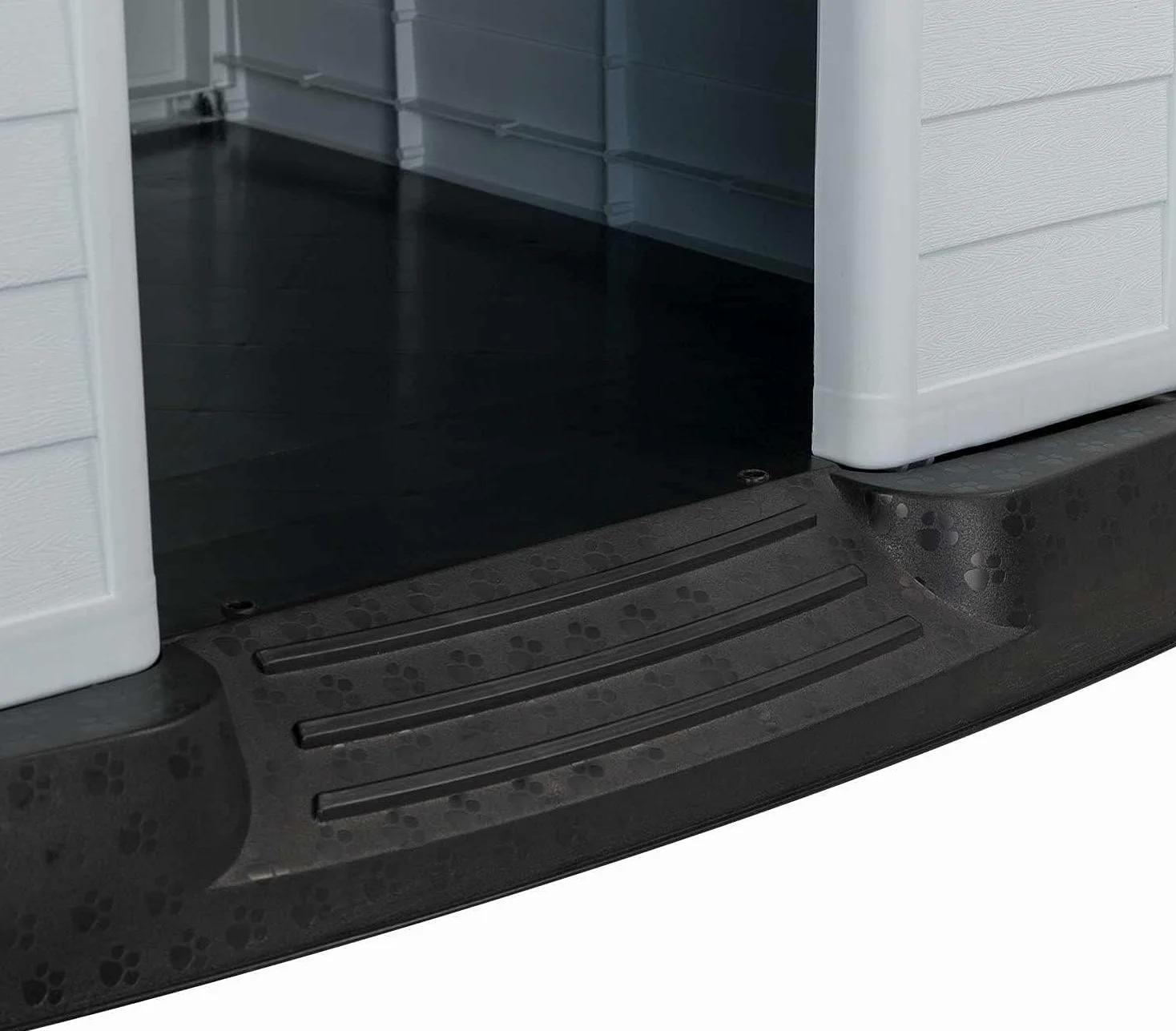 Aqpet Cuccia per Cani in Plastica per Esterno Interno Casa Giardino, Impermeabile con Pavimento Rialzato, per Cani Taglia Media 87 x 78 x 81 H, Grigio