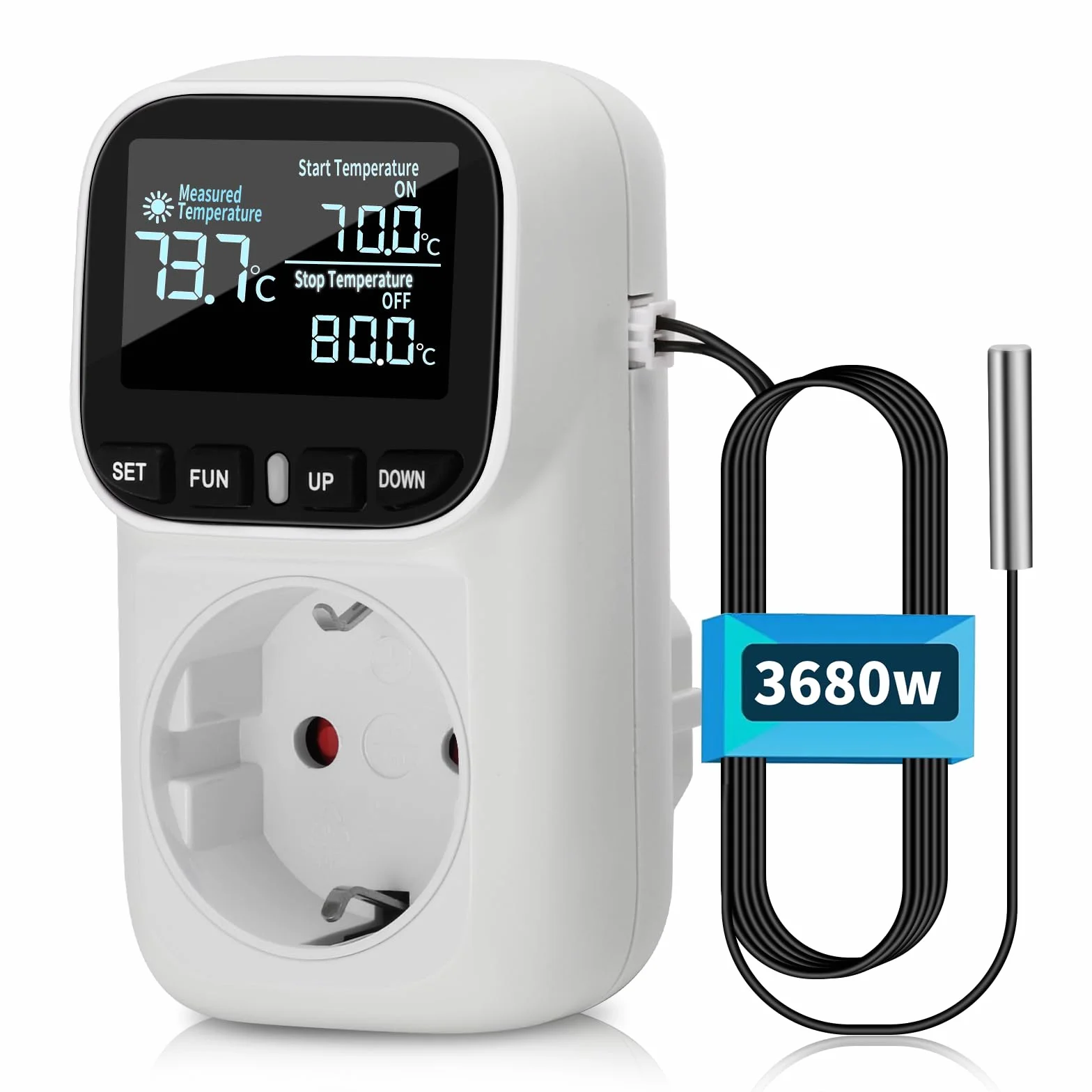 Diymore Presa Termostato Digitale,Regolatore di Temperatura Presa 230V con Sensore,Interruttore di Temperatura per Acquario Frigorifero Riscaldamento Raffreddamento