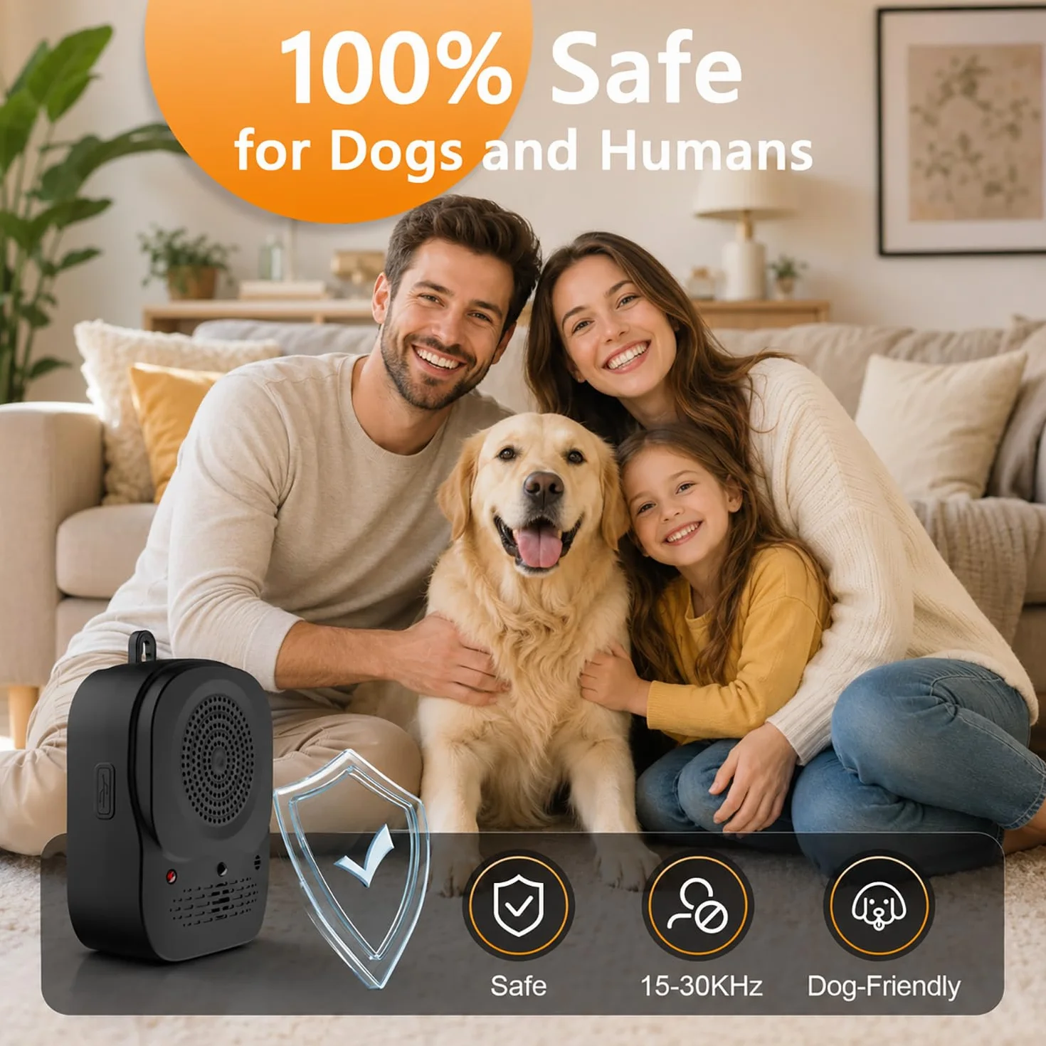 Ultrasuoni Anti-Abbaiamento per Cani, Dispositivo Impermeabile per Il Controllo degli Abbaiati con Telecomando Portata 49ft, 4 modalità Regolabili - Efficace per Uso Interno ed Esterno