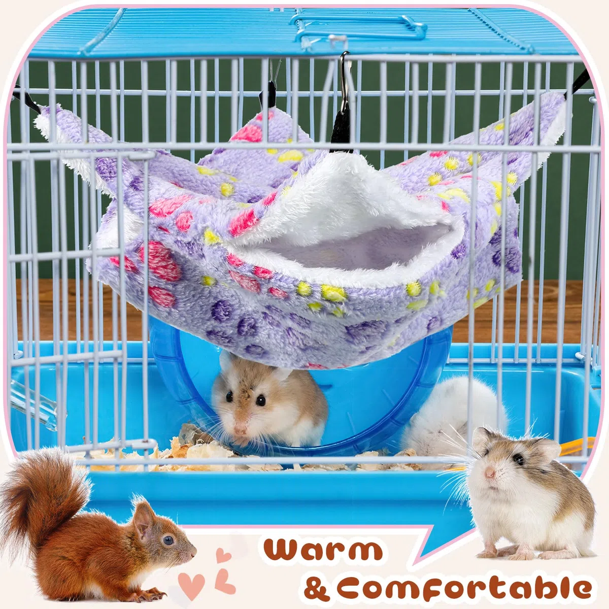 Photect 6 Pezzi Amache da Gabbia per Piccoli Animali Letto a Castello per Furetto a Doppio Strato Amaca per Porcellini d'India da Appendere Amaca Morbida Calda Accessori per Dormire Giocare Aliante