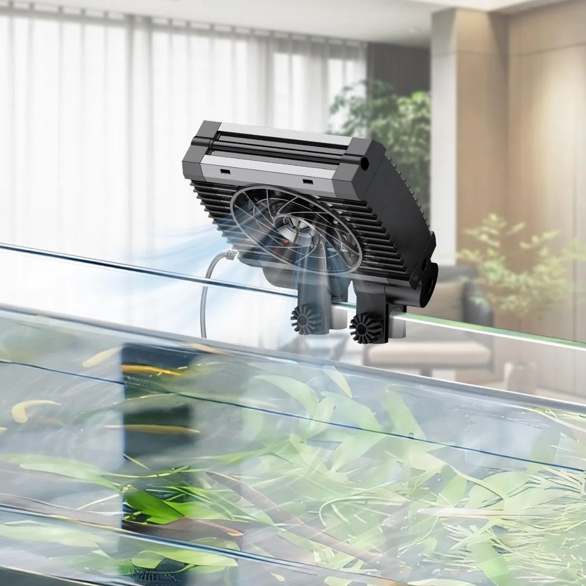 Pawfly Raffreddatore per acquari, per acquari Silenzioso, Ventilatore per acquari con velocità Regolabile e Timer, raffreddatore d'Acqua per terrari per vasche Fino a 40 cm (1 Ventilatore)