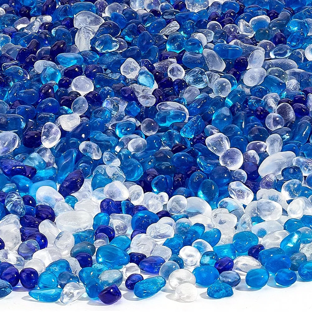 PH PandaHall 3000pz Ciottoli di Vetro Smerigliato Blu Misto 6-14mm Rocce di Vetro Blu-Verde Pietre per Acquari Pietre di Riempimento per Vasi per Tartarughe Betta Vasche Decorazioni per La Casa
