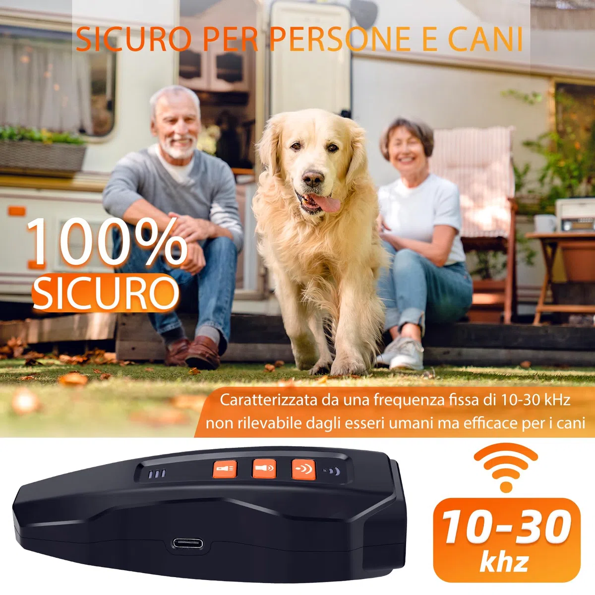 Antiabbaio per Cani ad Ultrasuoni, Dispositivo Anti-abbaiare con 3 Frequenze Regolabili, Sicuro per Taglia Piccola Media Grande, Interni ed Esterni (Grigio)