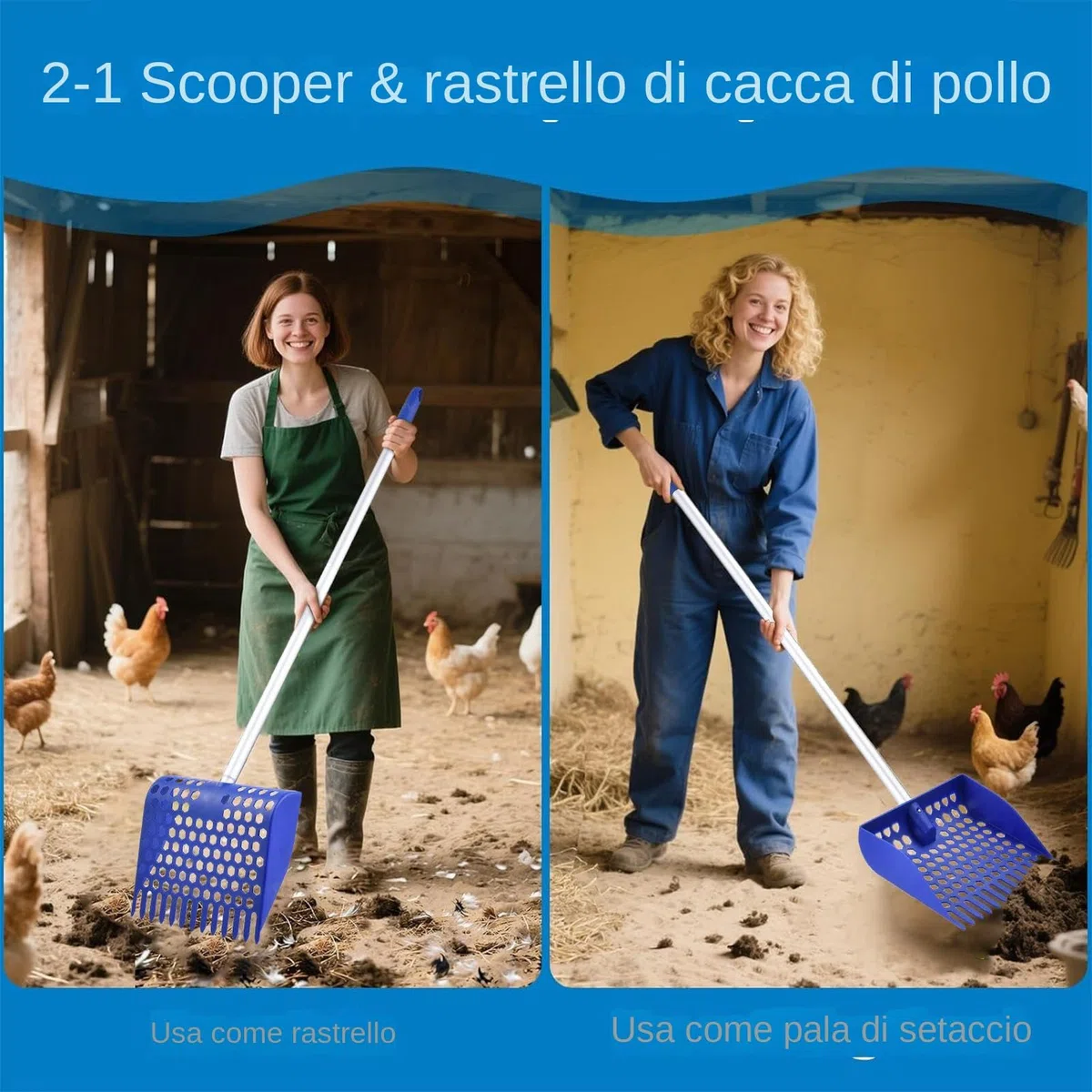 Generico Pollo Scooper E Rastrello - Palla Coop Pazzo per Sabbia | Pala di Lettiera Staccabile | Pala del Setaccio per Gatto con Manico Lungo Regolabile per La Pulizia del Cortile per per per Piccoli