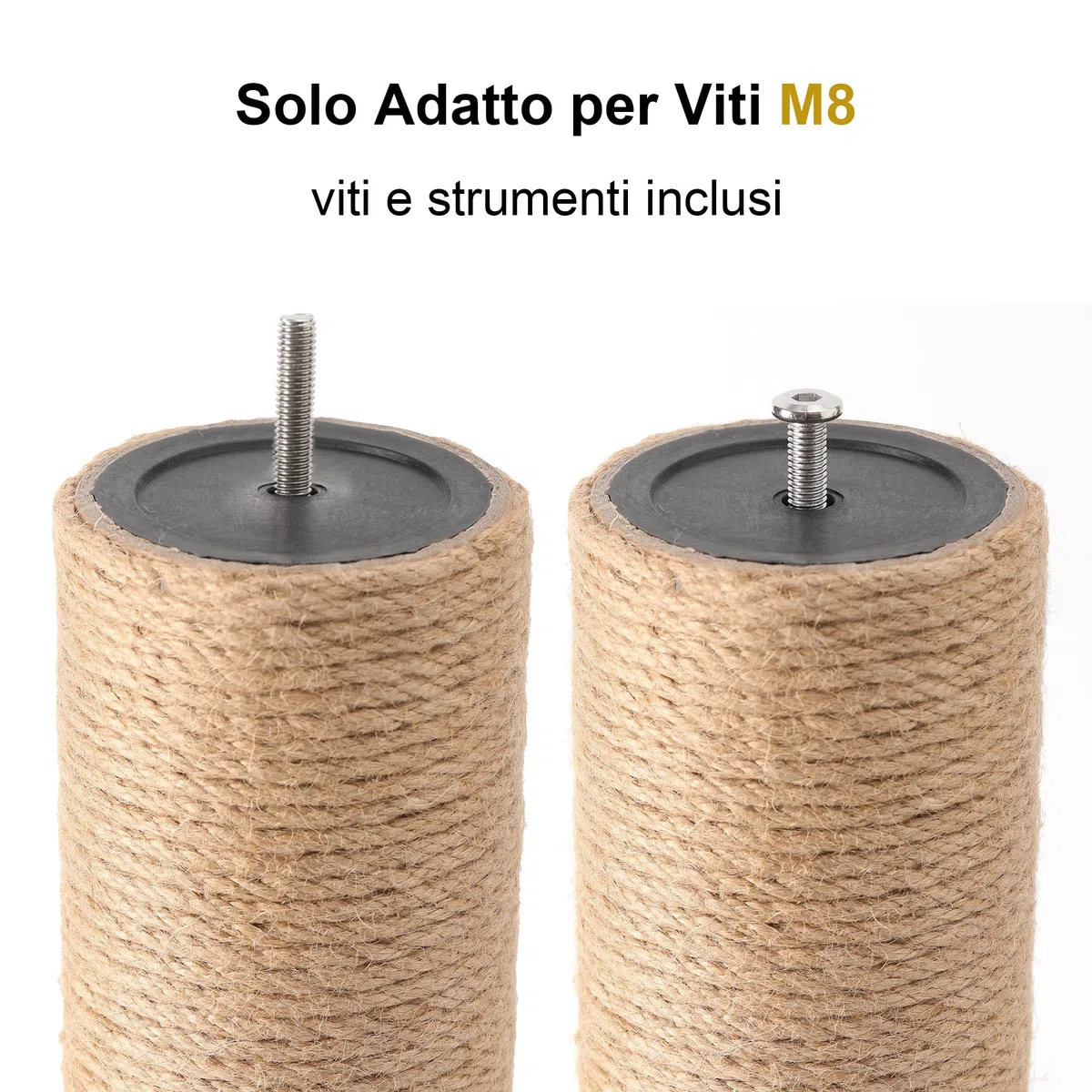 FUKUMARU 2 Confezioni di Ricambio per Palo Tiragraffi, 37cm x 9cm, Colonna tiragraffi in Corda di Iuta Naturale con Viti M8,Adatto per Vari Tiragraffi di FUKUMARU