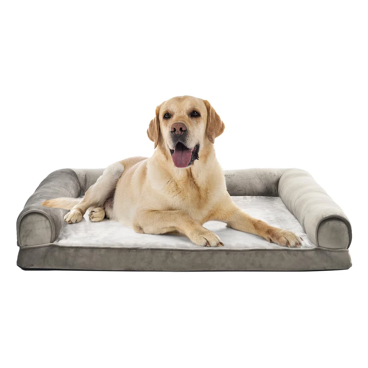 Amazon Basics Cuccia per cani e altri animali domestici, in stile divano, per salotto, in schiuma, sfoderabile, Taupe, 91 x 69 x 17 cm (L x W x H)