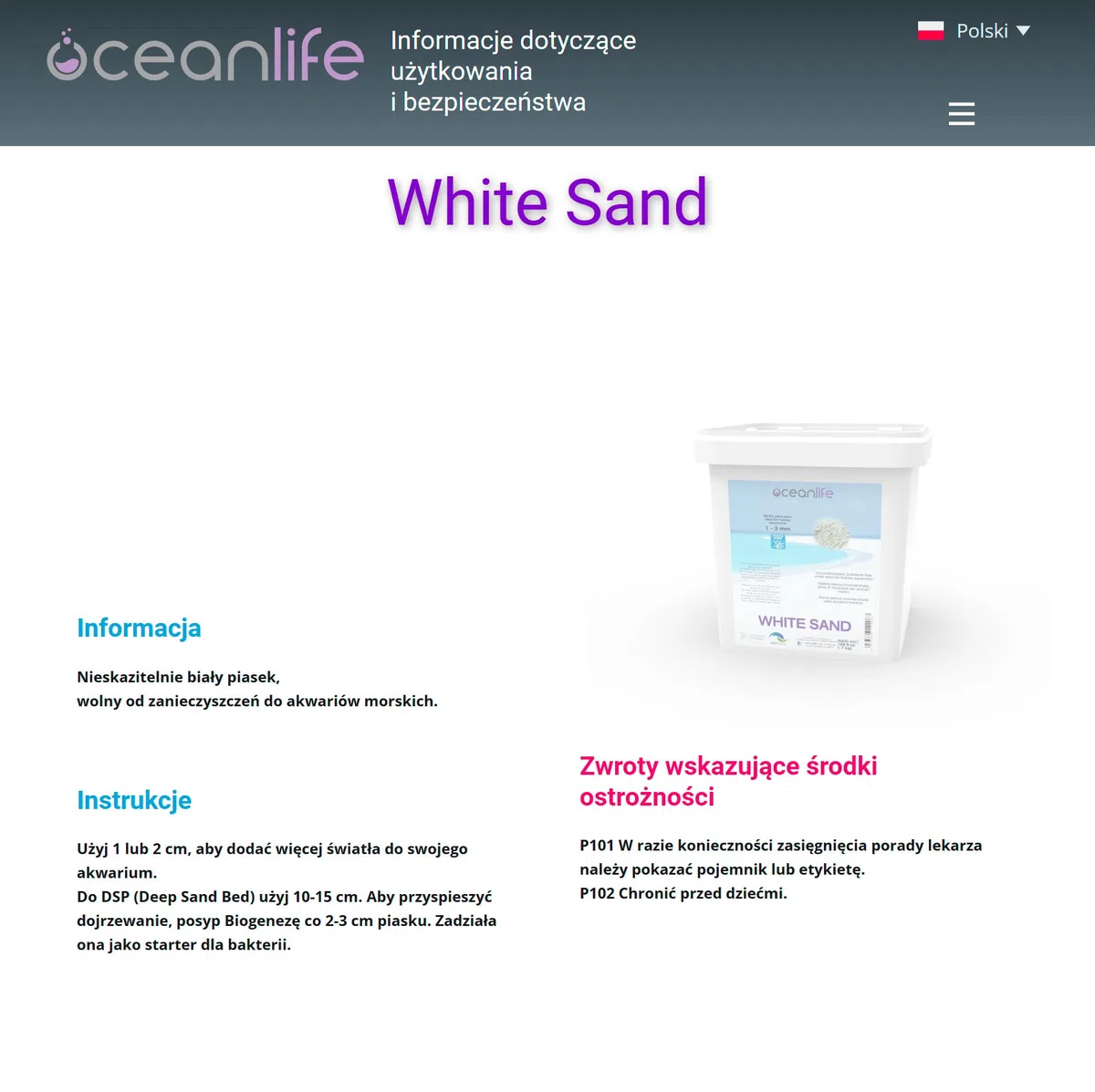 Oceanlife White Sand 0,7-1,2 mm - 5000 ml - Sabbia calcarea Bianca fine