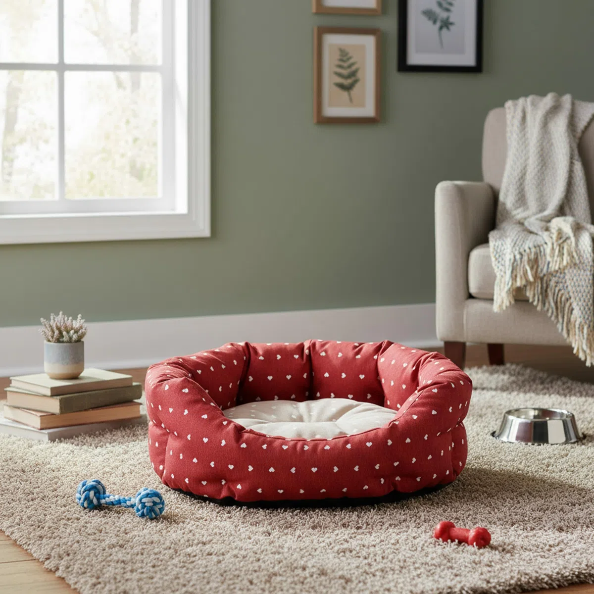 Baroni Home Cuccia per Cane e Gatto in tessuto Grigio e Stelle 50x65 cm, Morbido Divano Ovali, Comodo, per Camera da Letto Salotto Corridoio, Lavabile