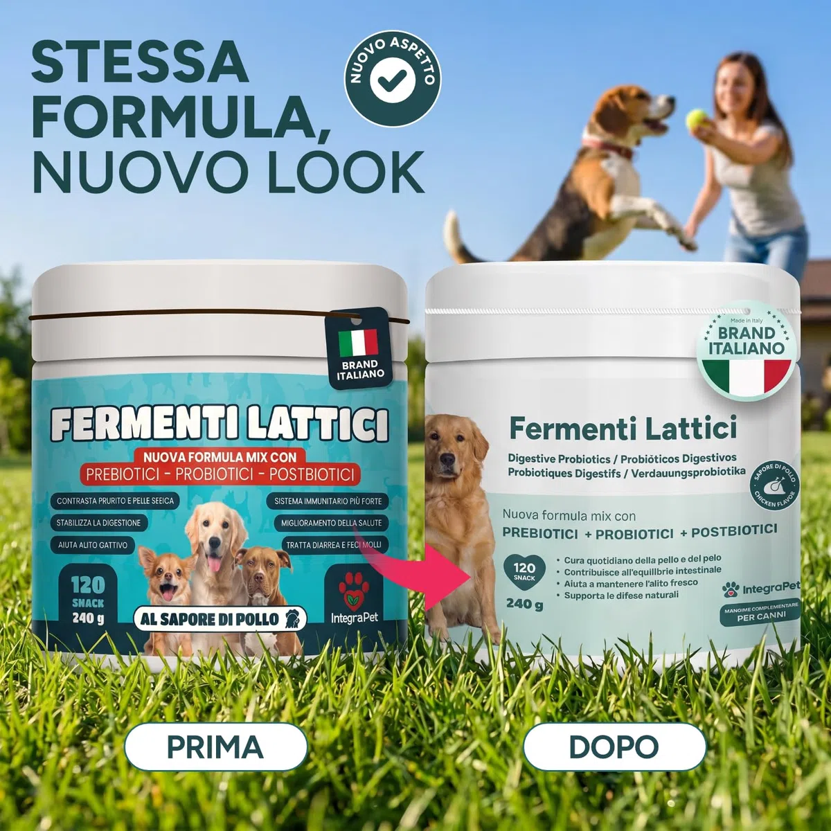 Probiotici Cane Prurito e Alito Cane – Probiotici e Prebiotici Digestivi Snack Naturali, 120 Masticabili Gusto Pollo, Prodotti per Cani per Benessere Intestinale e Pelle