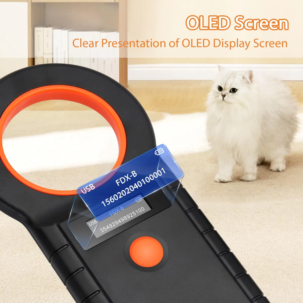 128 pezzi di memorizzazione di informazioni di giorno per cani/gatti, lettore di microchip RFID 134,2KHz, ISO11784/85/HFDX-B/EMID