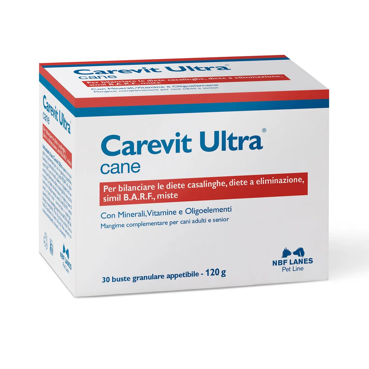 NBF Lanes | Carevit Ultra Cane, 30 Buste da 4 g, Granulare Appetibile, per Bilanciare le Diete Casalinghe, Diete a Eliminazione, Simil B.A.R.F., Diete Miste