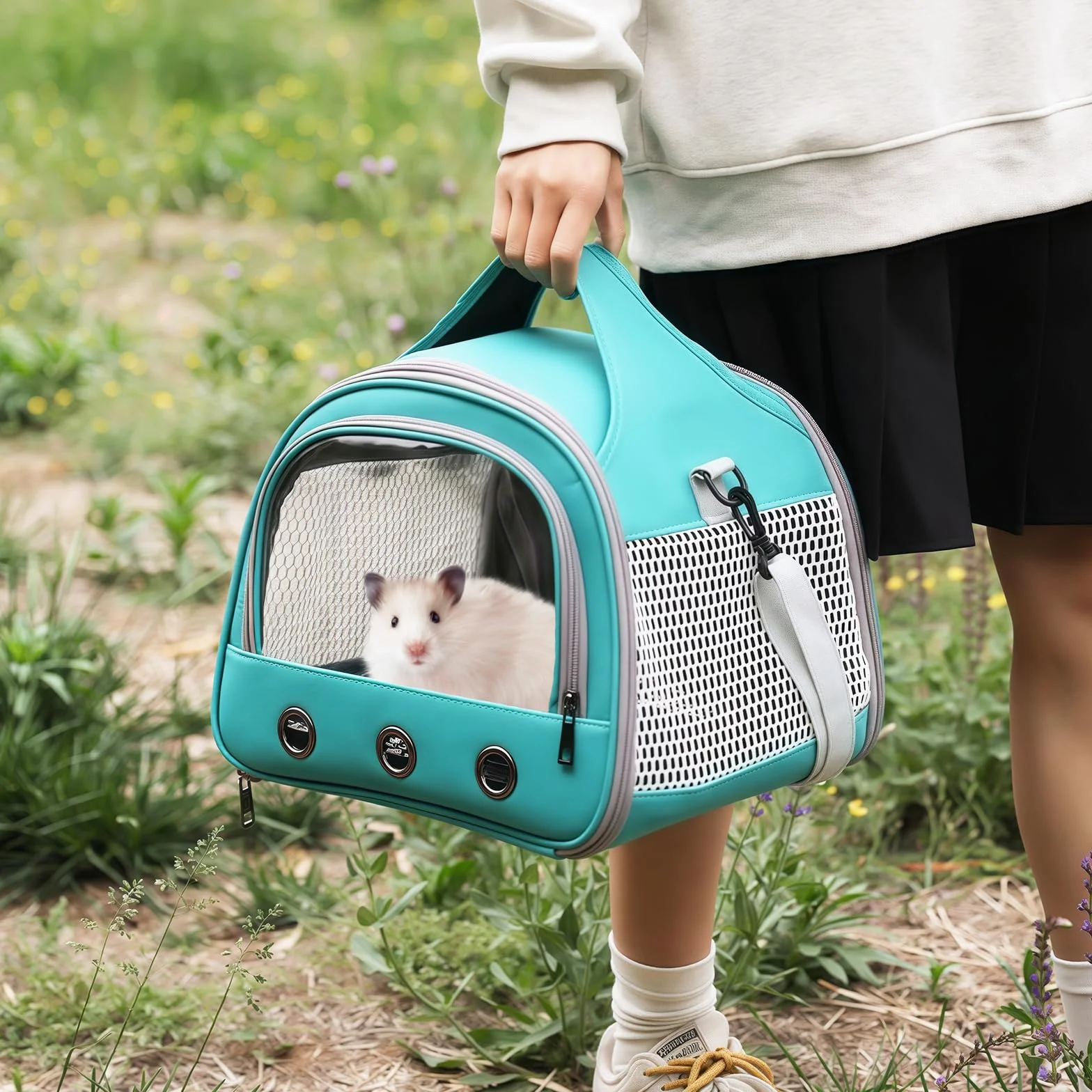 Borsa per il trasporto di gatti, per cani e gatti, con tracolla, per il trasporto di gatti, per cani e gatti, trasportino per animali domestici, 30 x 27 x 21 cm