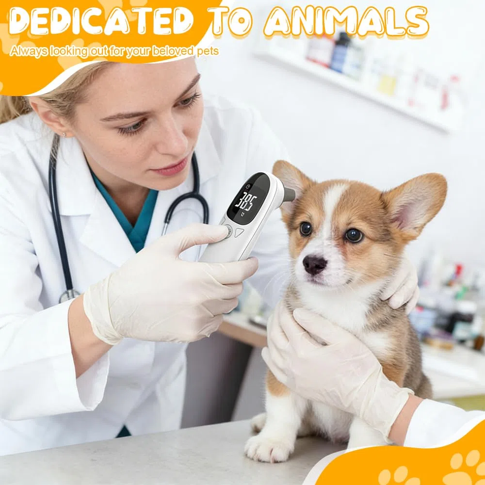 Termometro Auricolare per Cani, SGZIOO Termometro per La Febbre per Cani e Gatti Con Display LED, Termometro per La Febbre per Cavalli, Termometro per Canis, Gatti, Mucche, Cavalli e Animali