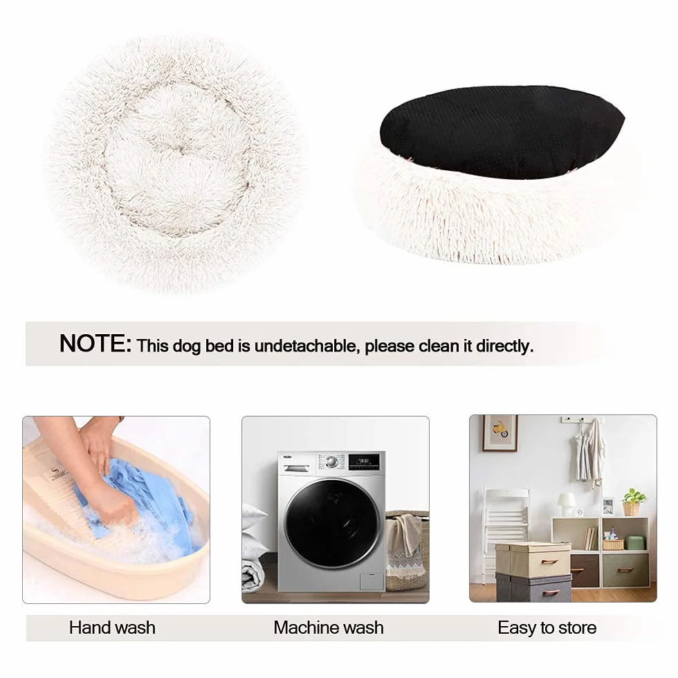 Nepfaivy Cuccia Gatto Cane Interno Morbida - Cuscino per Cani Gatti Nuvola Soffice Peluche Rotondo da Ciambella, Letto Pelosa Antistress per Animale Domestico Piccola (S-40cm/15.7in, Bianca)