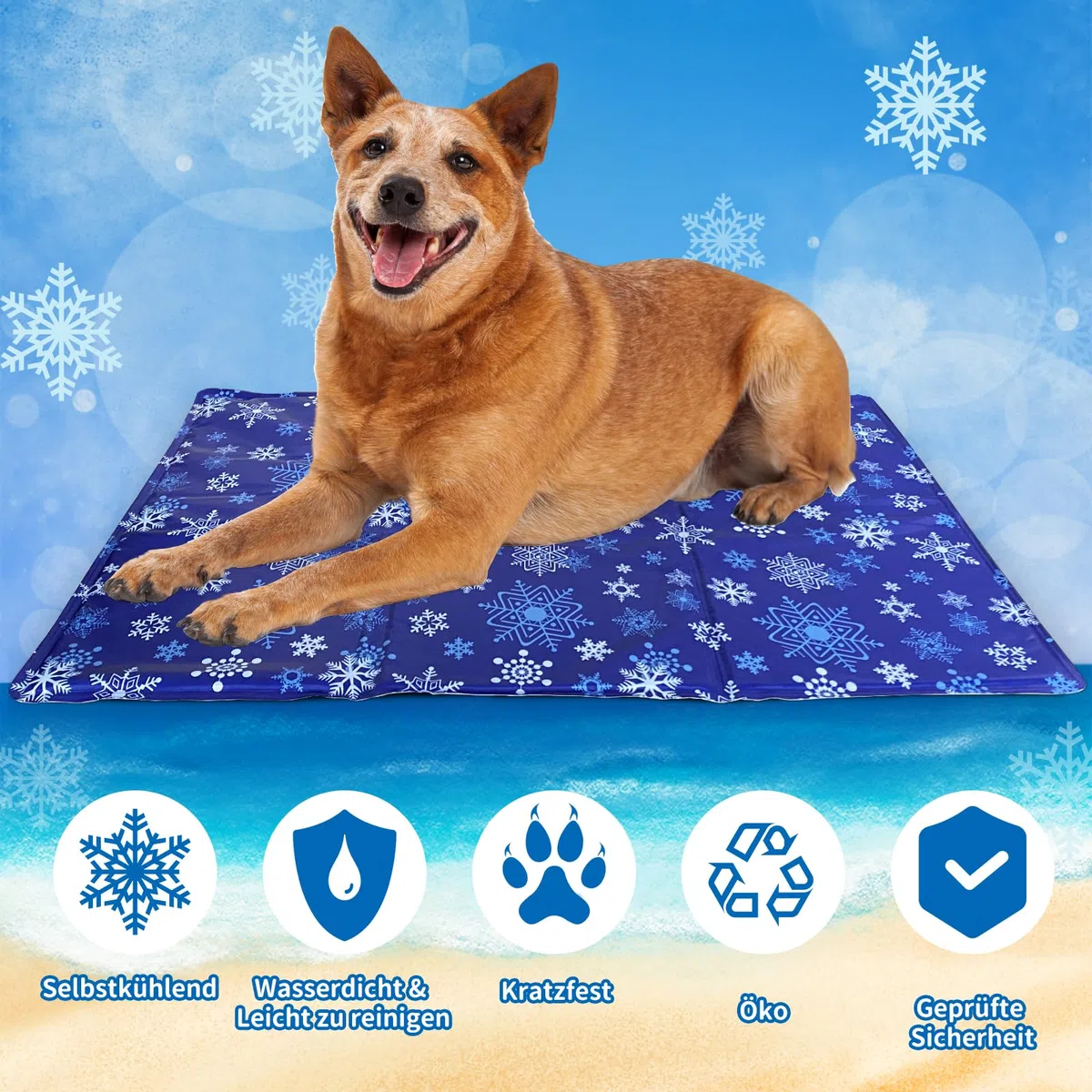 NAMOTEK Tappetino Refrigerante per Cani e Gatti – Tappetino in Gel Auto-Rinfrescante Non Tossico – Durevole, Impermeabile e Facile da Pulire – Materassino Fresco per Estate 65 x 50 cm