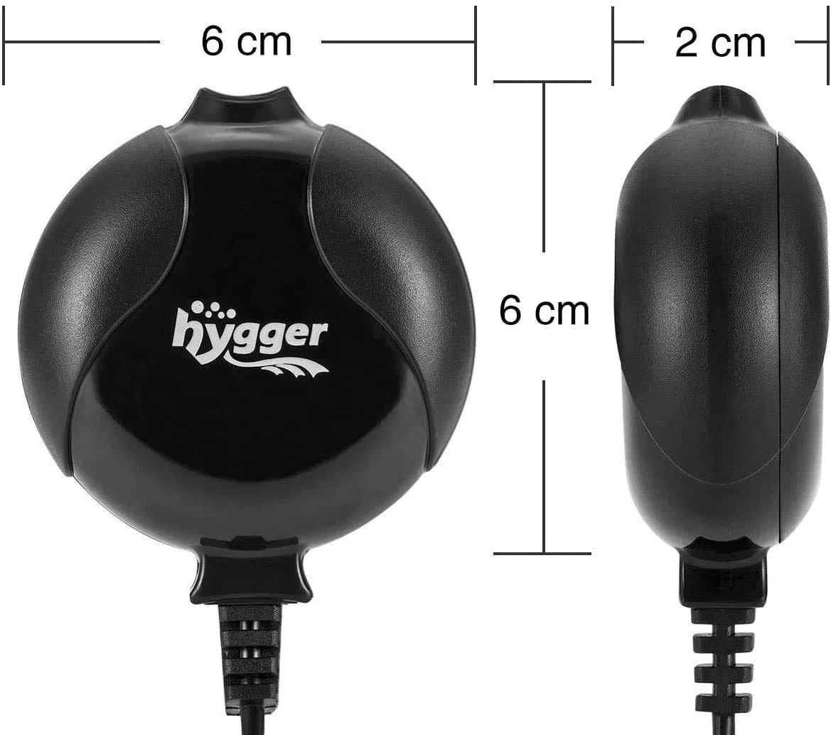 Hygger 1.5W Mini Pompa Aria per 1L-50L Acquario, Silenziosa Pompa Ossigeno Acquario with Accessori (Nero)