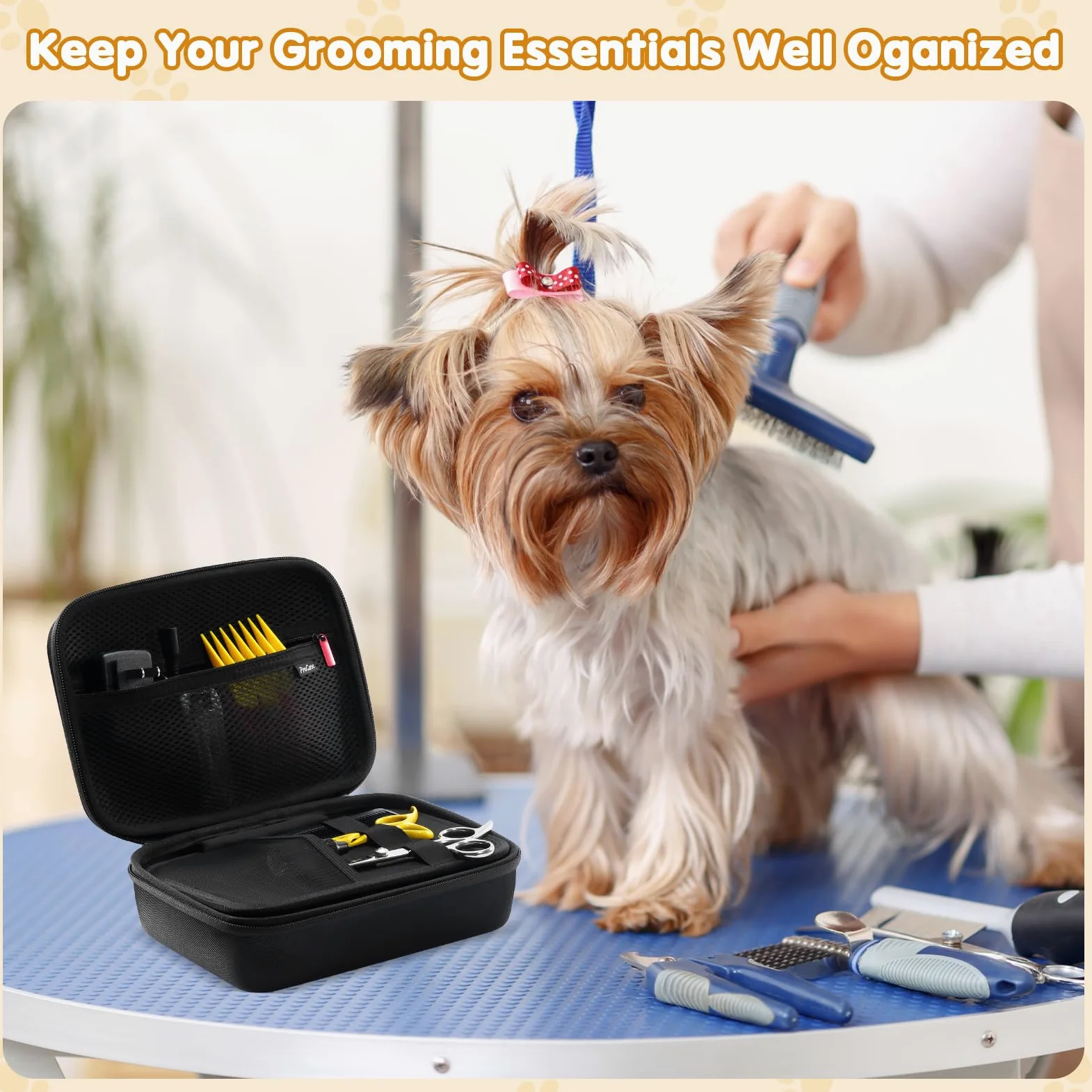 ProCase Borsa per la Toelettatura del Cane, Organizzatore di Viaggi per la Cura Della Pelliccia e Toelettatura Degli Animali Domestici -Nero