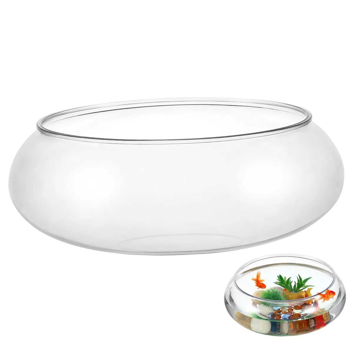 Milisten Vaso di Ciotola Di Pesce Trasparente Vaso Di Fiori A Bocca Terrario Rotondo di Plastica Contenitore Floreale per La Decorazione Della Tavolo Da Ufficio Casa