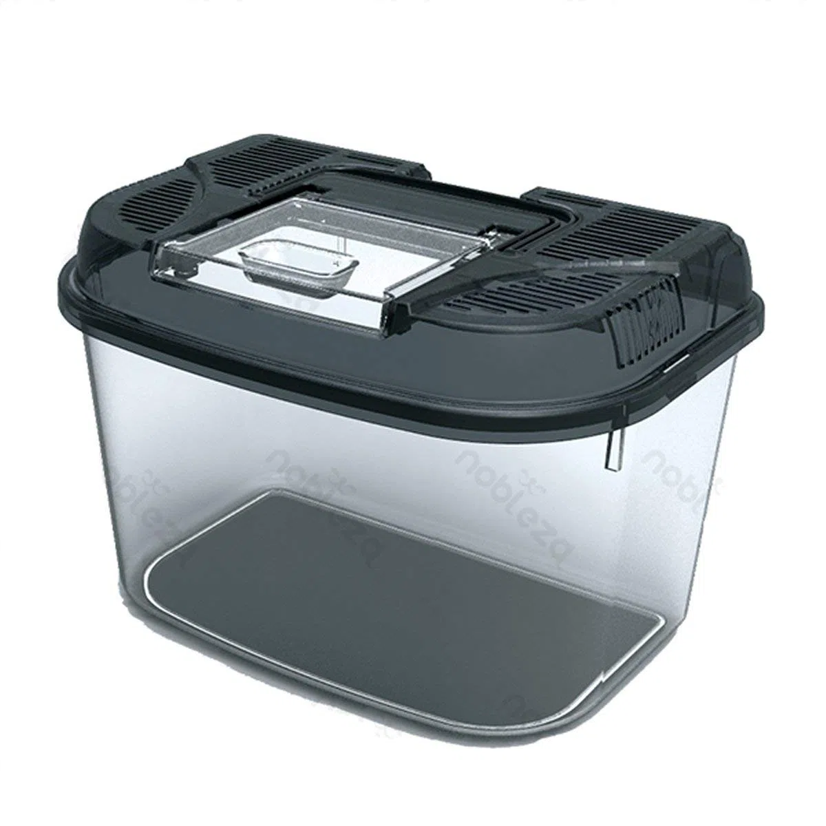 Nobleza Terrario di Plastica per Rettili,Adatto per Tartarughe Geco Lucertola Serpente Ragno,Scatola di Trasparente con Coperchio,Ventilata e Maniglia,Taglia L: L28*W18*H18cm