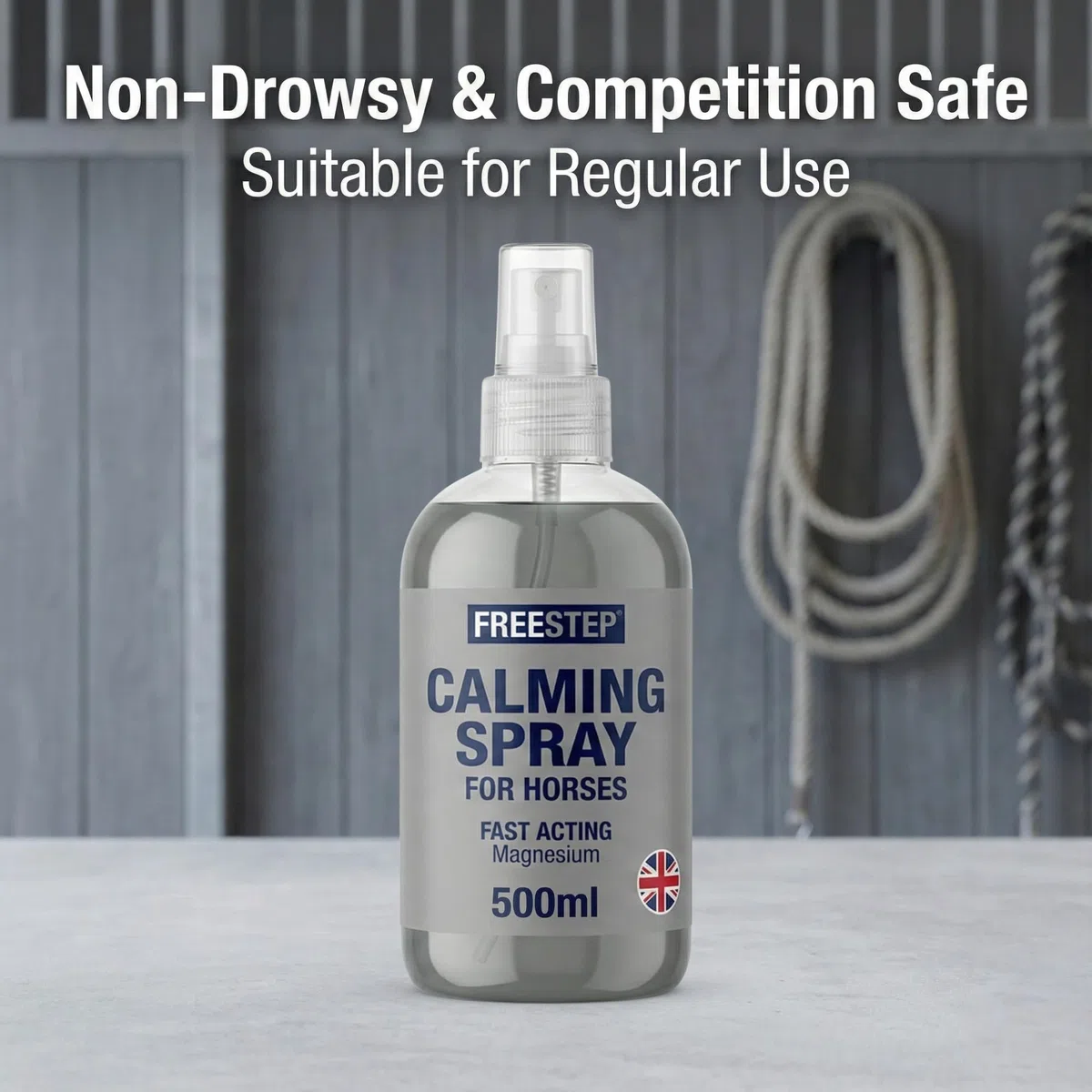 Spray calmante per cavalli, ad azione rapida, con magnesio, per ansia, stress e spooking, concentrazione naturale e rilassamento, senza sonnolenza e sicurezza per la competizione, calmante