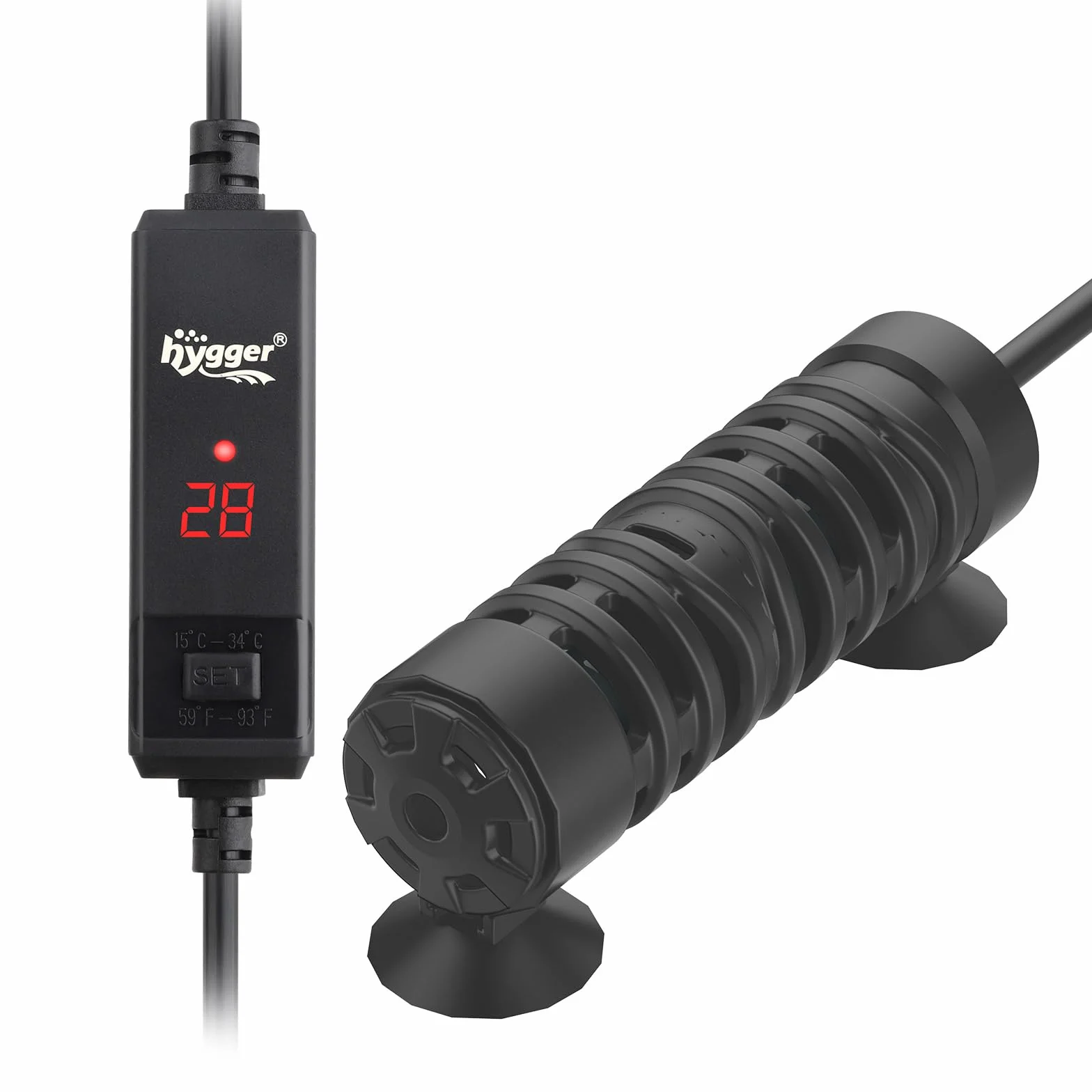 hygger Sommergibile Riscaldatore per Acquario, 25W Mini Fish Tank Heater Aquarium Betta Heater con Digitale Display Controllo for 3-19L Freshwater Aquariums