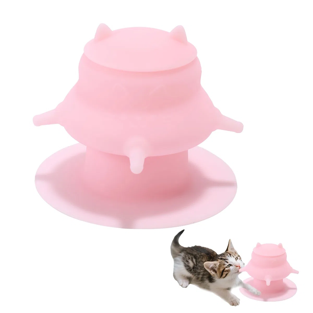Lyreh Bevitore per Cuccioli con Quattro Tettarelle Finte, Stazione di Alimentazione Latte Cuccioli in Silicone Rosa Biberon a Prova Perdite Stazione di Allattamento per Neonati Cani Gattini