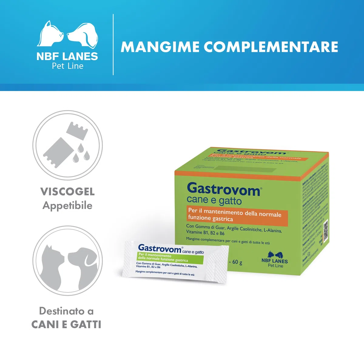 NBF Lanes | Gastrovom Cane e Gatto, 30 stick orali, per Il Mantenimento della Normale Funzionalità Gastrica