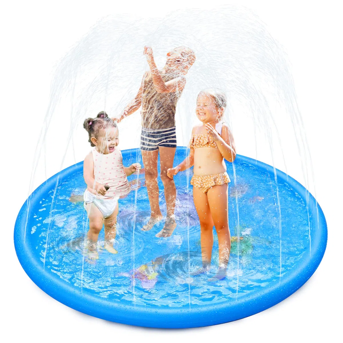 Anpro Sprinkler Splash Pad, tappetino da gioco con 15 strisce antiscivolo, per bambini, cani e animali domestici, 170 cm