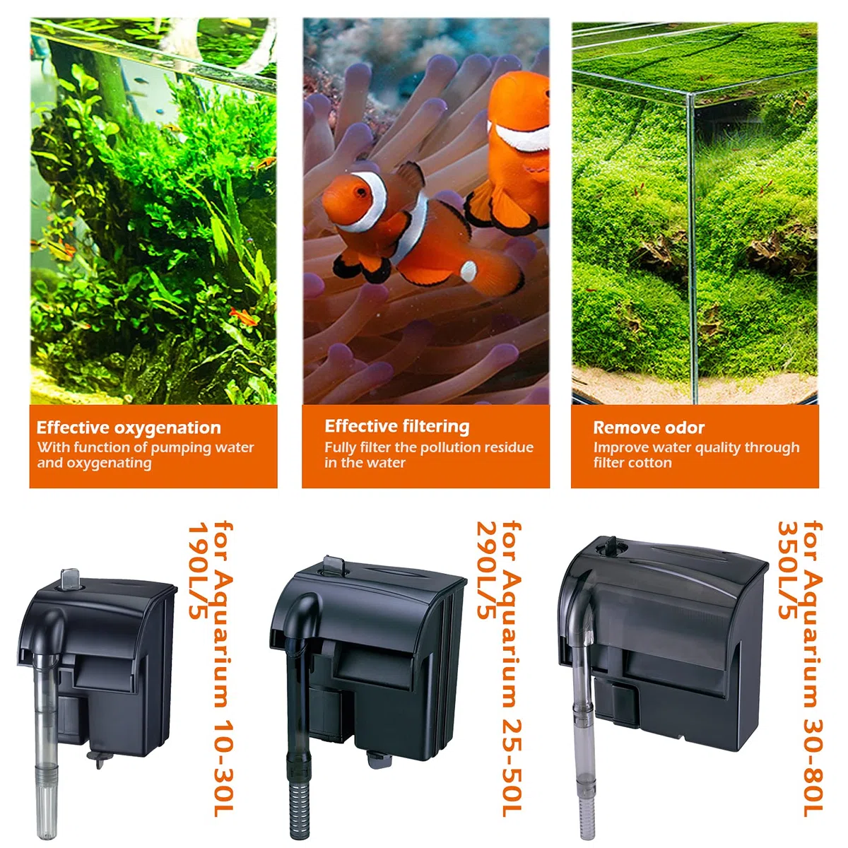 BPS Filtro Professionale per Acquario Filtro Esterno a Zaino per Acquario Risparmio Energetico 3.2W 290L / H BPS-6021A