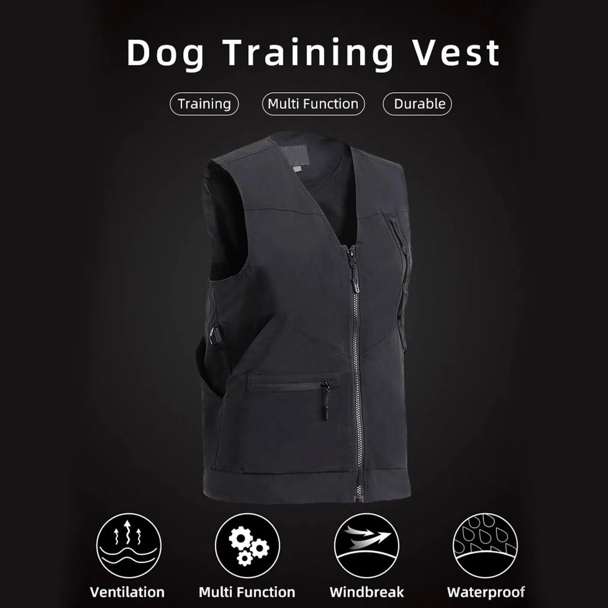Gilet da addestramento per cani da compagnia - Abbigliamento da addestramento regolabile multitasche, design con bottoni laterali | Gilet per cani resistente per sportiva Caccia Lavoro all'apert