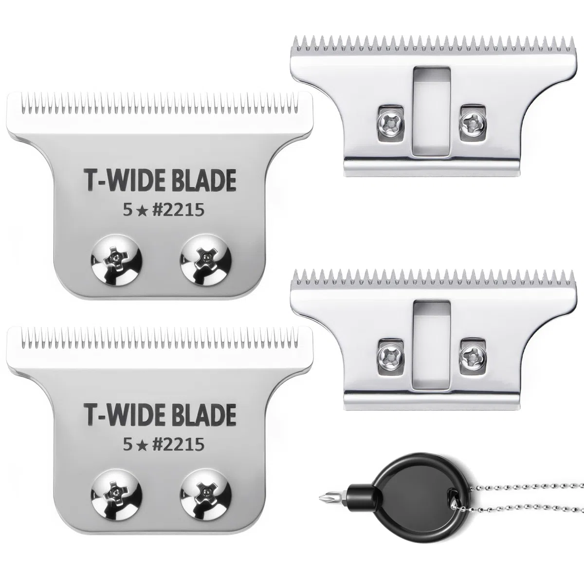 Lame T-Wide di Ricambio Compatibili con le Tondeuse Wahl 5-Star Detailer – 0,4 mm, Zero-Gap (Argento – Confezione da 2)