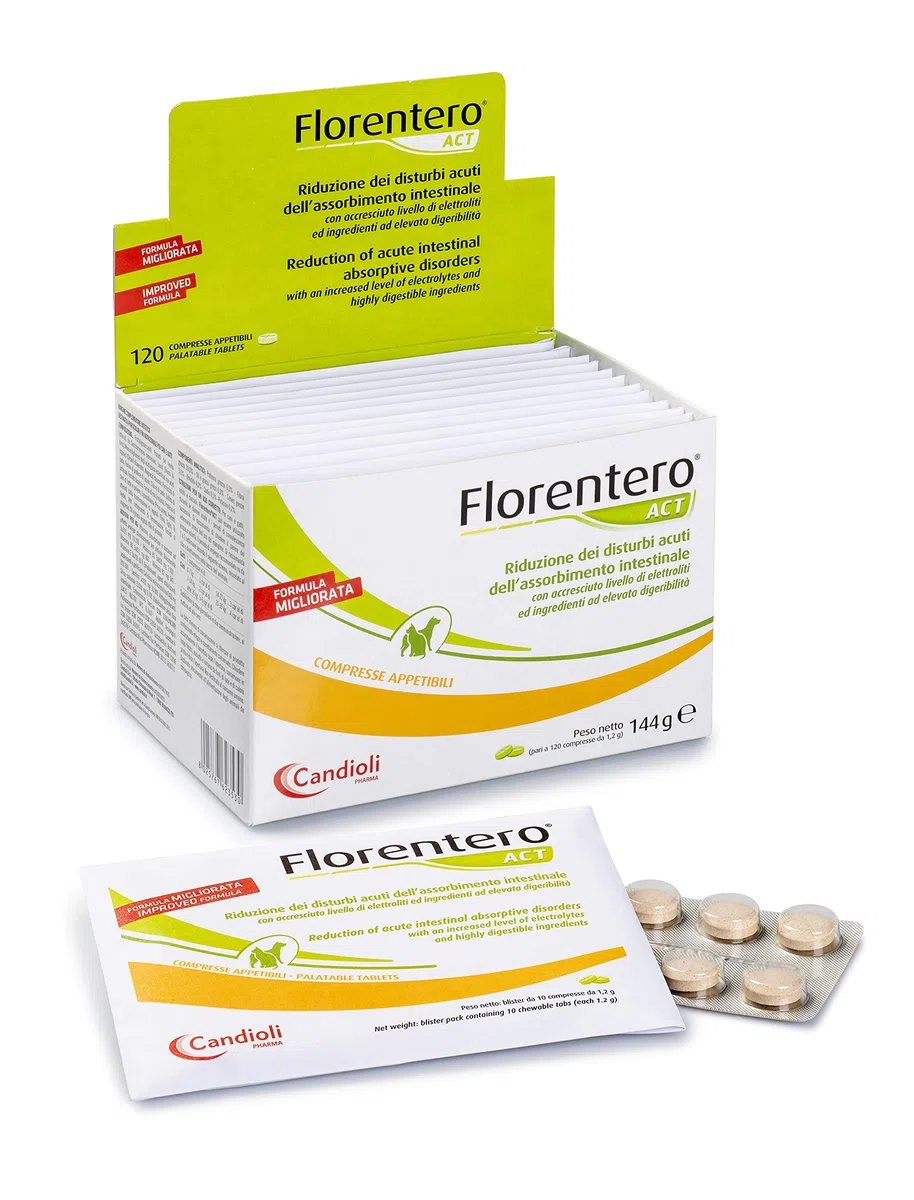 Candioli PA2353 Florentero Mangime Complementare per la Riduzione dei Disturbi Acuti dell'Assorbimento Intestinale per Cani e Gatti, 120 Compresse