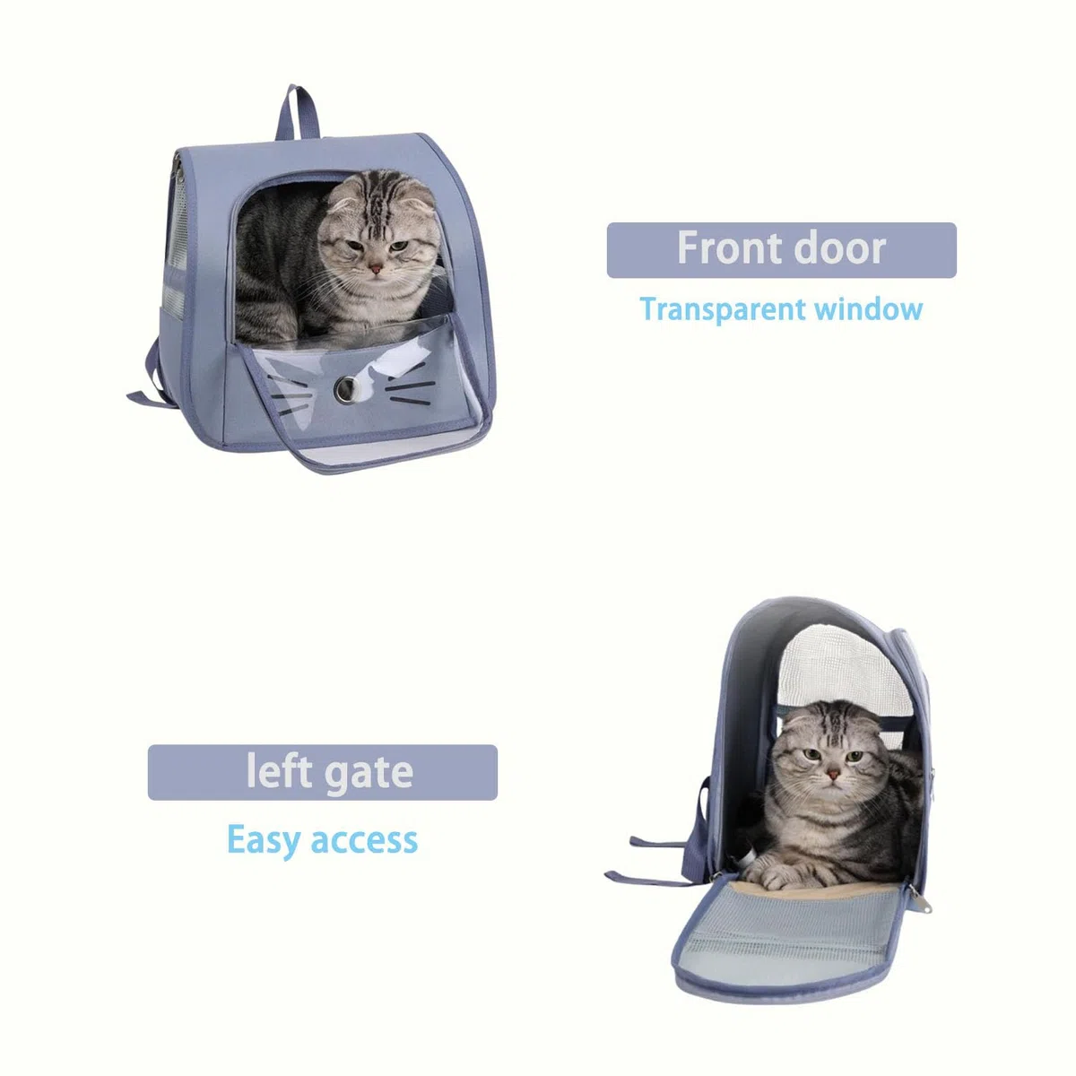 Zaino Gatto Trasporto, Borsa Da Ventilata Per Zaino, Zainetto Trasportino Gatto Pieghevole, Trasportino Ventilato Per Gatti, Con Finestra Trasparente, Per Animali Domestici Di Peso Inferiore a 6,5 Kg