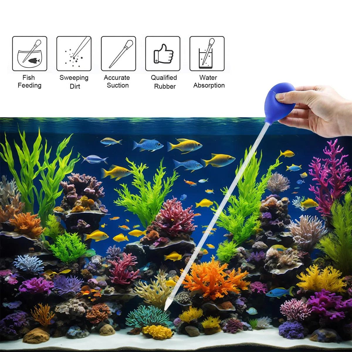 2 Pezzi Sifone Acquario, Pompa Acqua Manuale, Coral Feeder, Riutilizzabile, Cambia Acqua per Acquari, Accessori Acquario per La Pulizia Dell'acquario, L'alimentazione (45 CM)