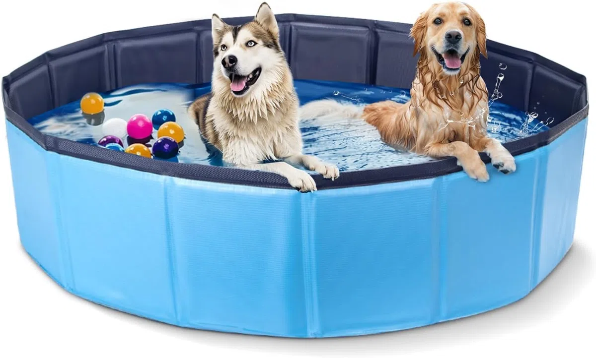 Nobleza Piscina per Cani Grandi e Piccoli, Piscina Pieghevole, Vasca da Bagno Rigida per Cani e Gatti, 180 * 30cm, XL, Blu