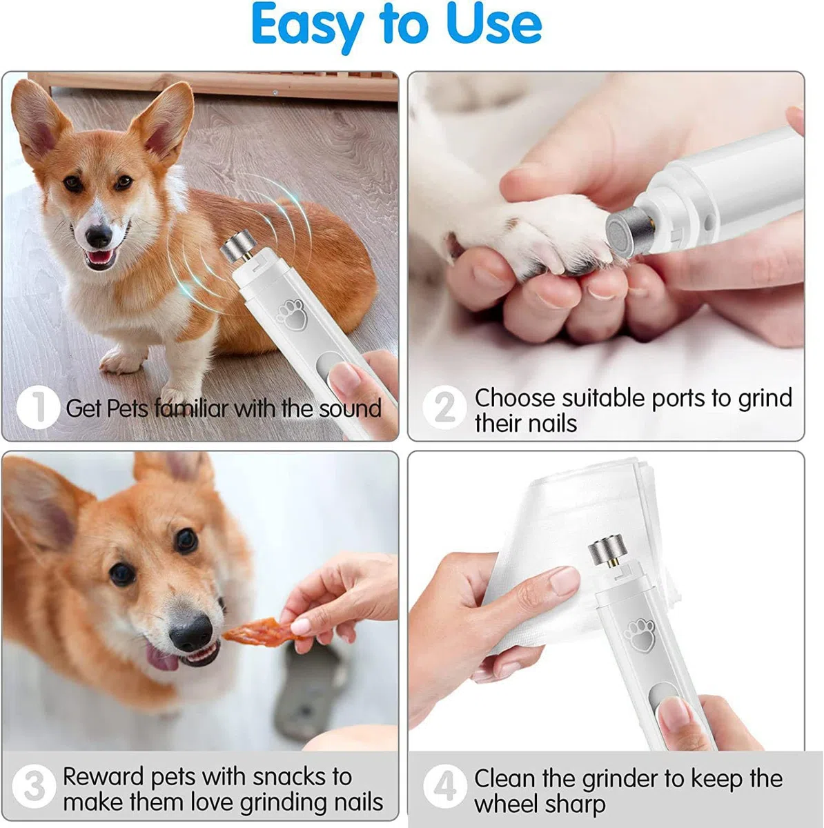 Lima Unghie Cani Tagliaunghie per Cani con Vibrazioni Tagliaunghie Elettriche Ricaricabili Ridotte a 2 velocità Professionale Taglia Unghie per Cani e Gatti di Taglia Piccola Media e Grande