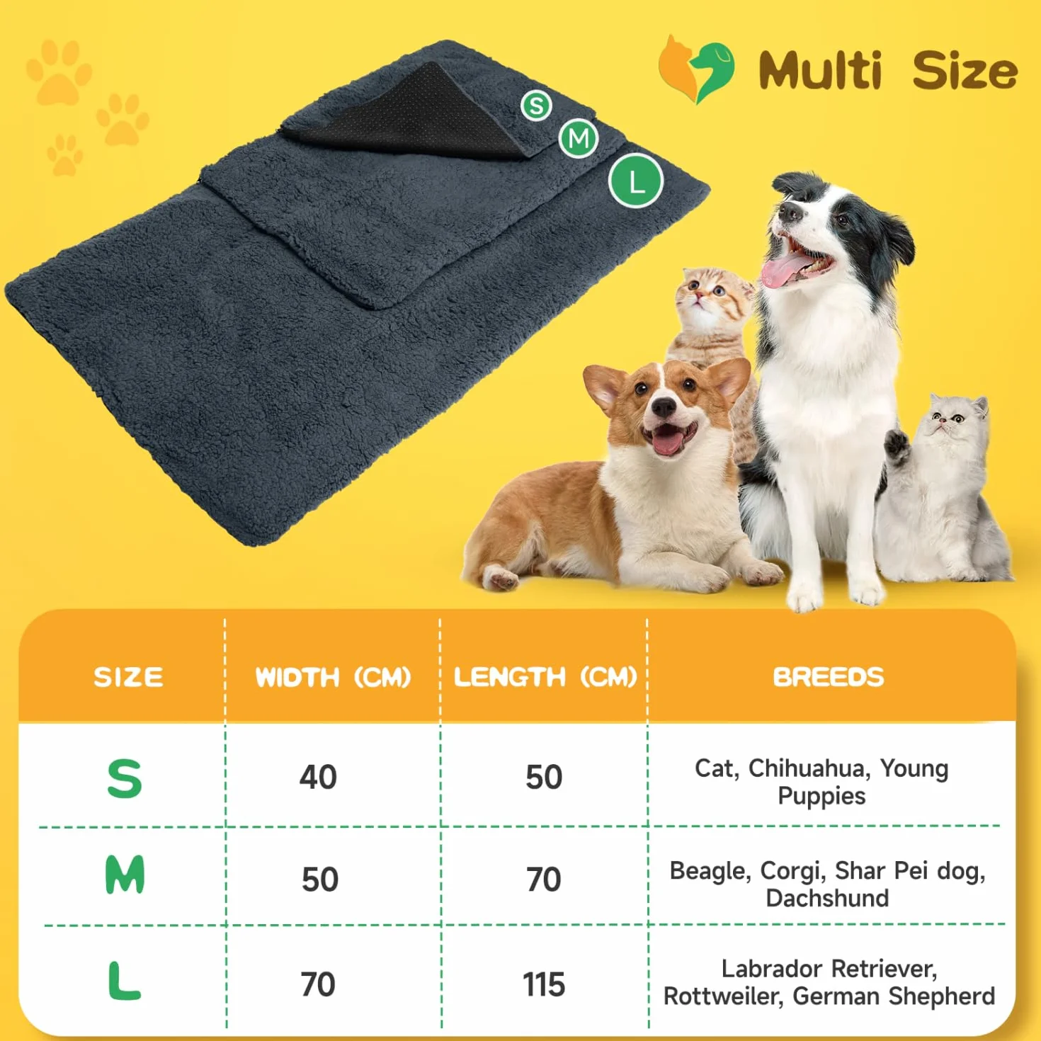 Nobleza Coperta Autoriscaldante per Cani e Gatti, Tappetino Termico, Coperta Termica lavabile Antiscivolo Cane, Tappetino per Cani Autoriscaldante Soffice Caldo, Grigio, 115x70cm