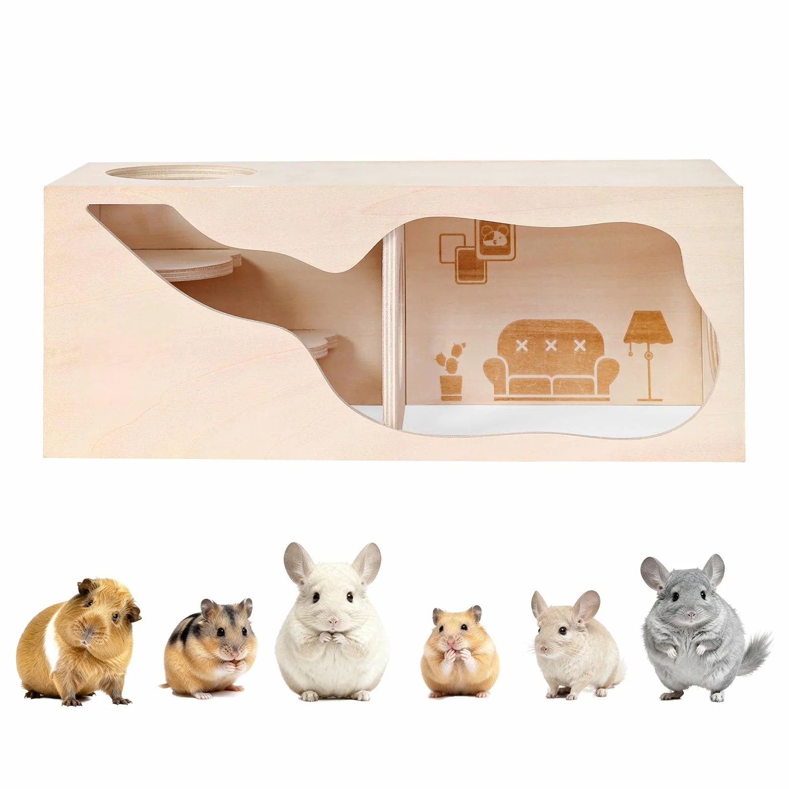 Tana Modulare in Legno per Criceti Marchul - Casa con Tunnel per Criceti Nano, Siriano, Gerbilli, Topi, Ratti - Gioco Esplorativo e Arredo per Soggiorno