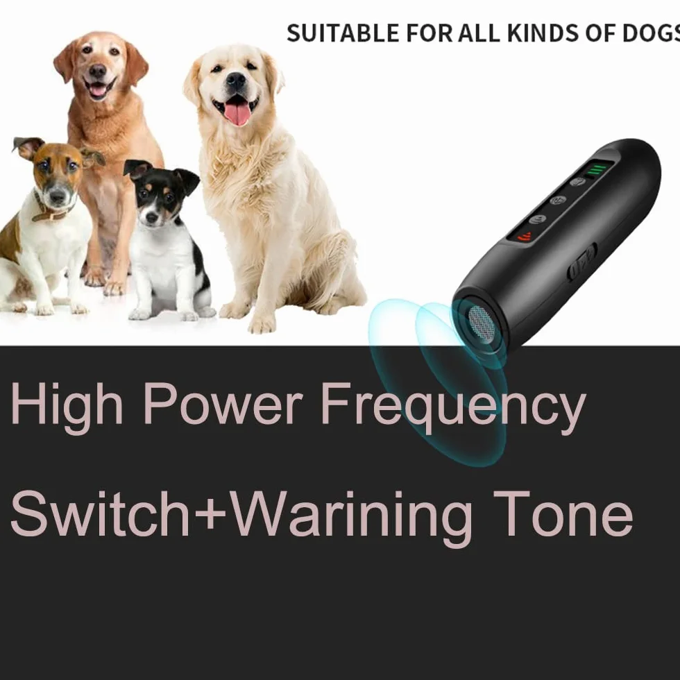 Dispositivo Antiabbaio a Ultrasuoni Portatile, Antiabbaio per Cani con Torcia LED USB Ricaricabile per Esterni con 3 Canali ad Alta Frequenza per Cani Piccoli, Medi e Grandi