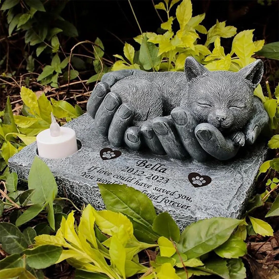 JHB Pietre Commemorative Personalizzate per Gatti, marcatori tombali 3D per Gatti Che dormono nelle Mani di Dio, lapide per Gatti, Pietra commemorativa per Gatti, Regali commemorativi per Gatti
