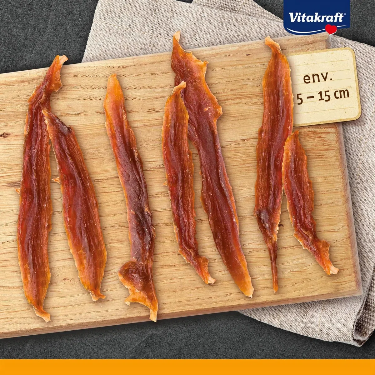 Vitakraft Pure Duck Filet, snack cane, strisce di petto d'anatra, snack per l’addestramento del cane, senza zuccheri aggiunti (8x 80g)