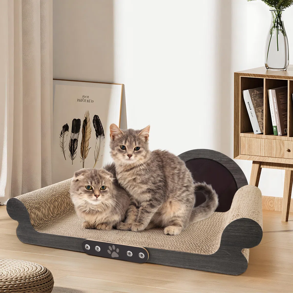 Tiragraffi per Gatti Adulti XXL - Tiragraffi Cartone 68cm Design Divano - Cartone Ondulato Rinforzato - Per Lettino Gatti e Soggiorno