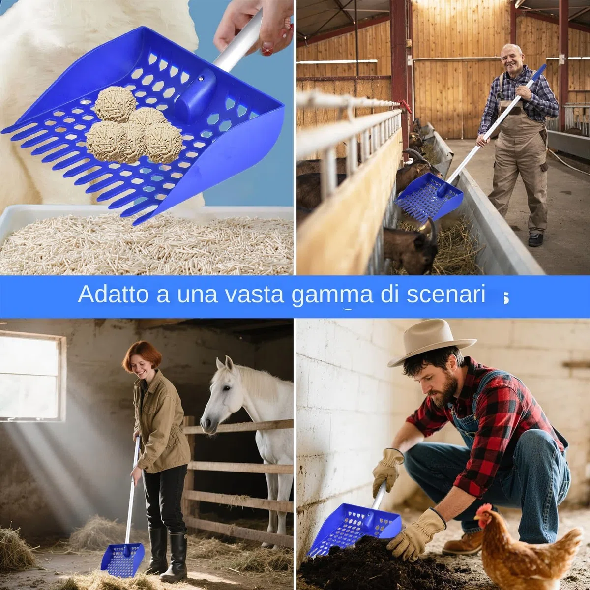 Generico Pollo Scooper E Rastrello - Palla Coop Pazzo per Sabbia | Pala di Lettiera Staccabile | Pala del Setaccio per Gatto con Manico Lungo Regolabile per La Pulizia del Cortile per per per Piccoli