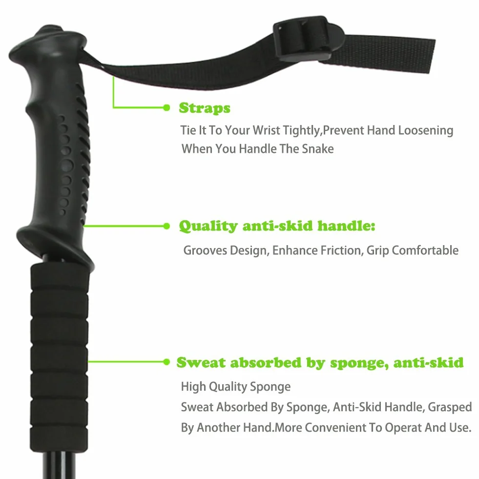 Snake Hook Professional Reptile Grabber Rattle Snake Catcher, Acciaio Inossidabile e Strumento di Fissaggio in Lega di Alluminio, 3 sezioni telescopiche (135cm / 53 inch)