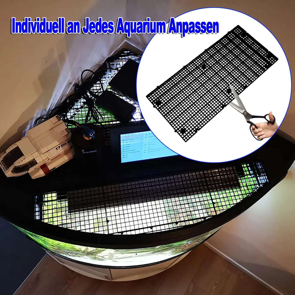 Divisori per Acquario, 8 PCS Griglia Divisoria in Plastica 30x15cm con 10 Clip a Ventosa e 48 Supporti, Separatore per Protezione del Pavimento Filtrazione Suppor to Aquascaping e Isolamento dei Pesci