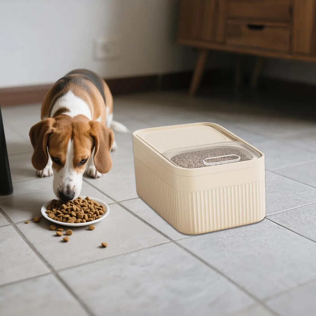 Contenitore ermetico per mangimi per animali domestici fino a 6,5 kg per cani, gatti e altri alimenti per animali domestici con misurino, secchio di stoccaggio