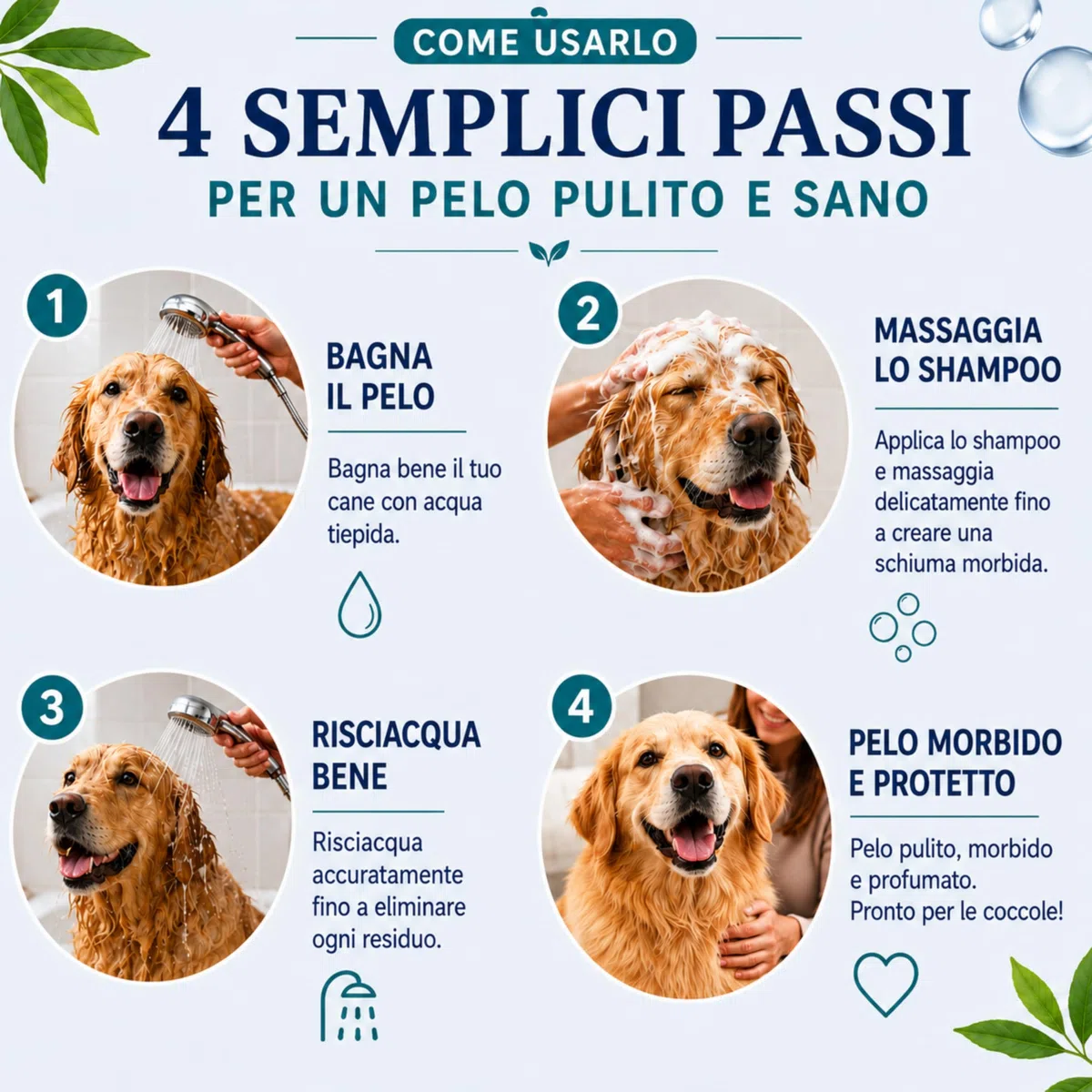 Kaiorè Shampoo Antiprurito per Cani, Adatto per dermatite, Sollievo Cute Sensibile e Irritata, con Olio di Neem, Tea Tree Oil e Pentavitin®, 250 ml