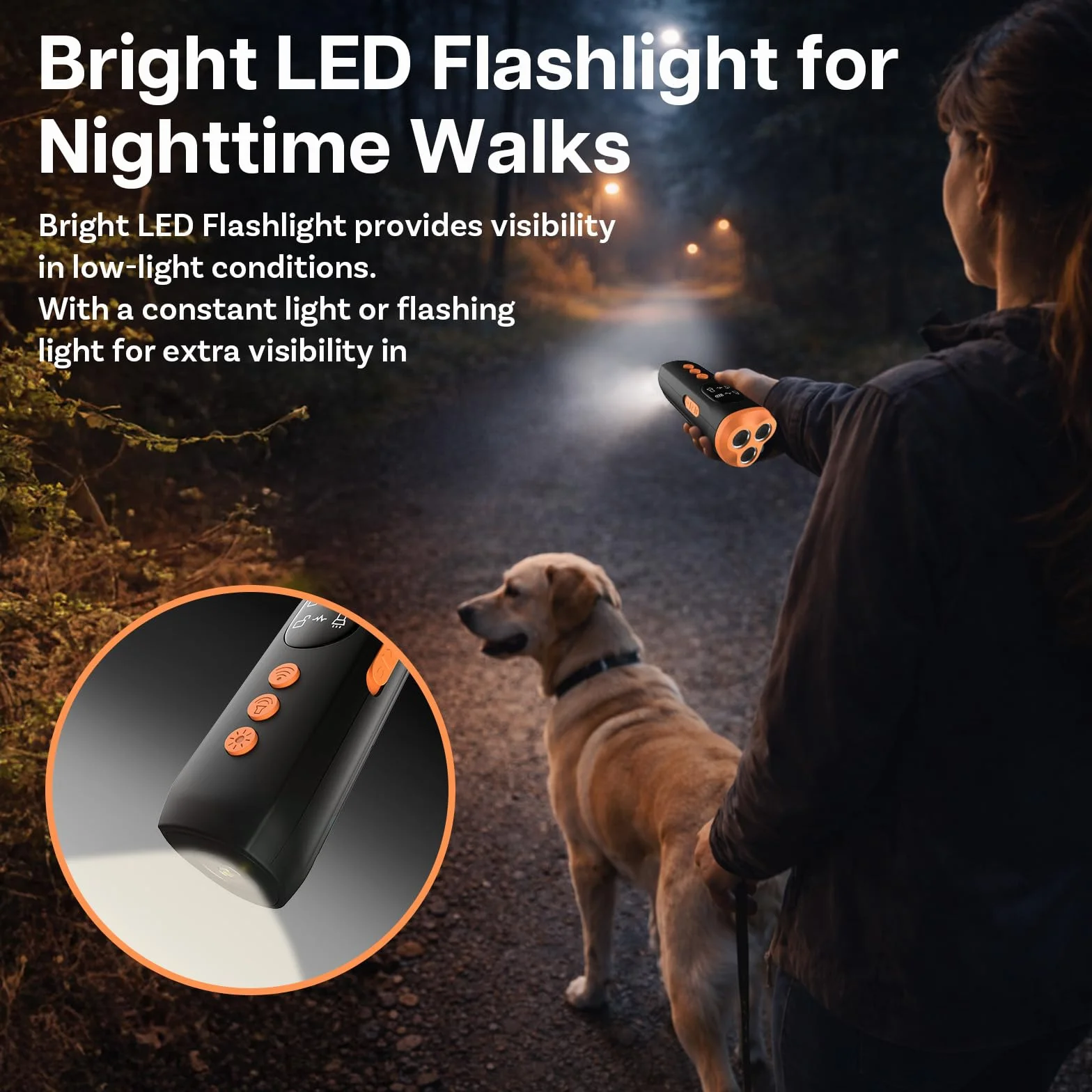 MMOBIEL Dispositivo Antiabbaio per Cani a Ultrasuoni Portatile con Bip, Torcia LED e Display – Silenziatore Ricaricabile con Blocco di Sicurezza – Uso Interno/Esterno – Nero
