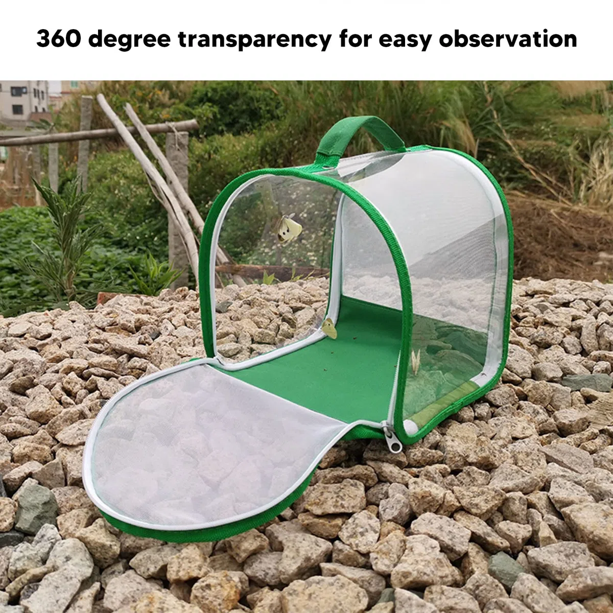 Gabbia Farfalla Monarca, Habitat Insetti Trasparente con Maniglia Portatile, Recinzione Pop-up Pieghevole per Uso Interno ed Esterno, Dimensioni 7.9x7.9x8.9 Pollici