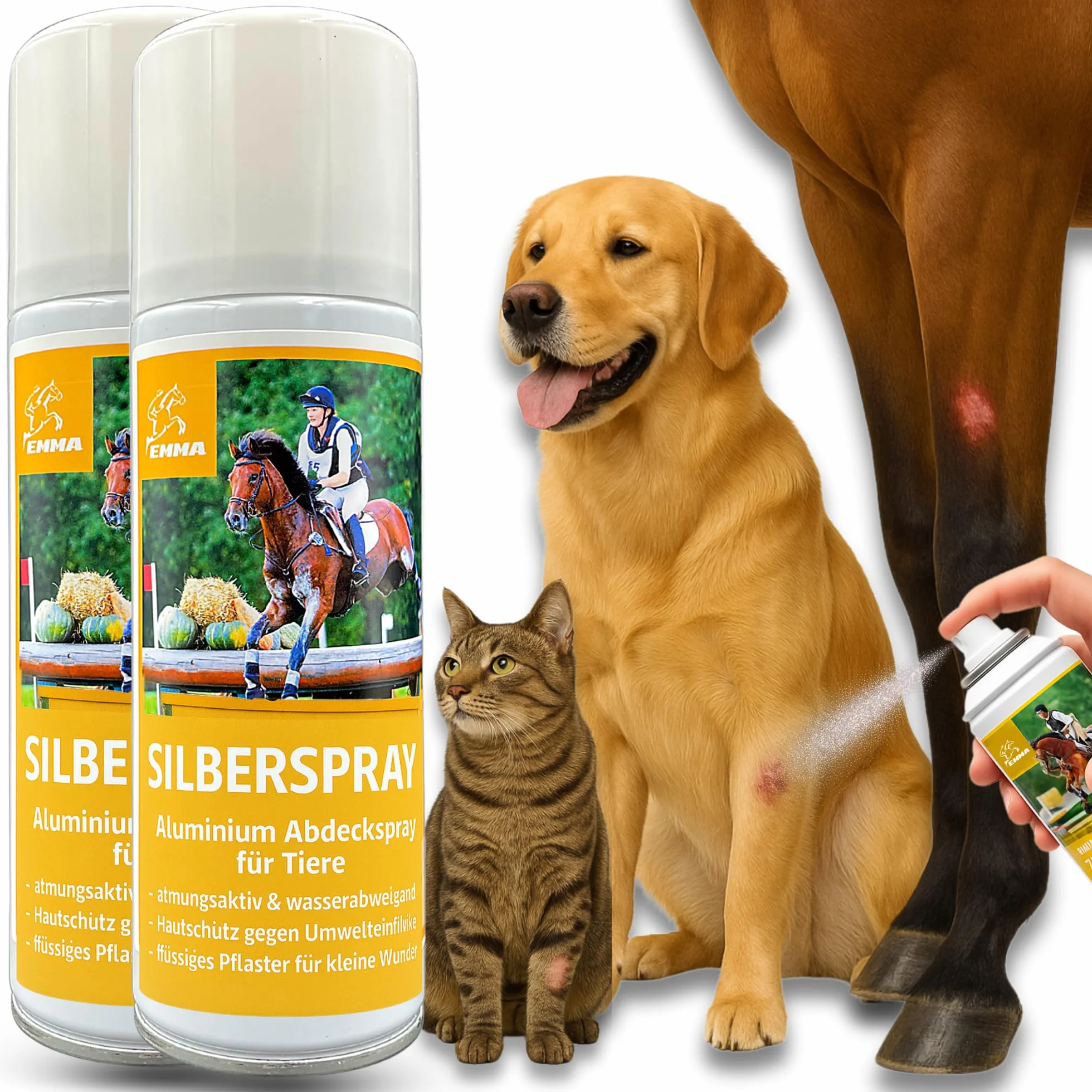 Spray all'argento per cavalli I Spray protettivo delle ferite per animali I Spray all'argento per cani e gatti I Spray all'alluminio all'argento I Cura e disinfezione delle ferite spray 2 * 200ml